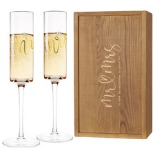 Mr and Mrs Champagne Flutes Set of 2, Engagement Bridal Shower Gifts for Coup...