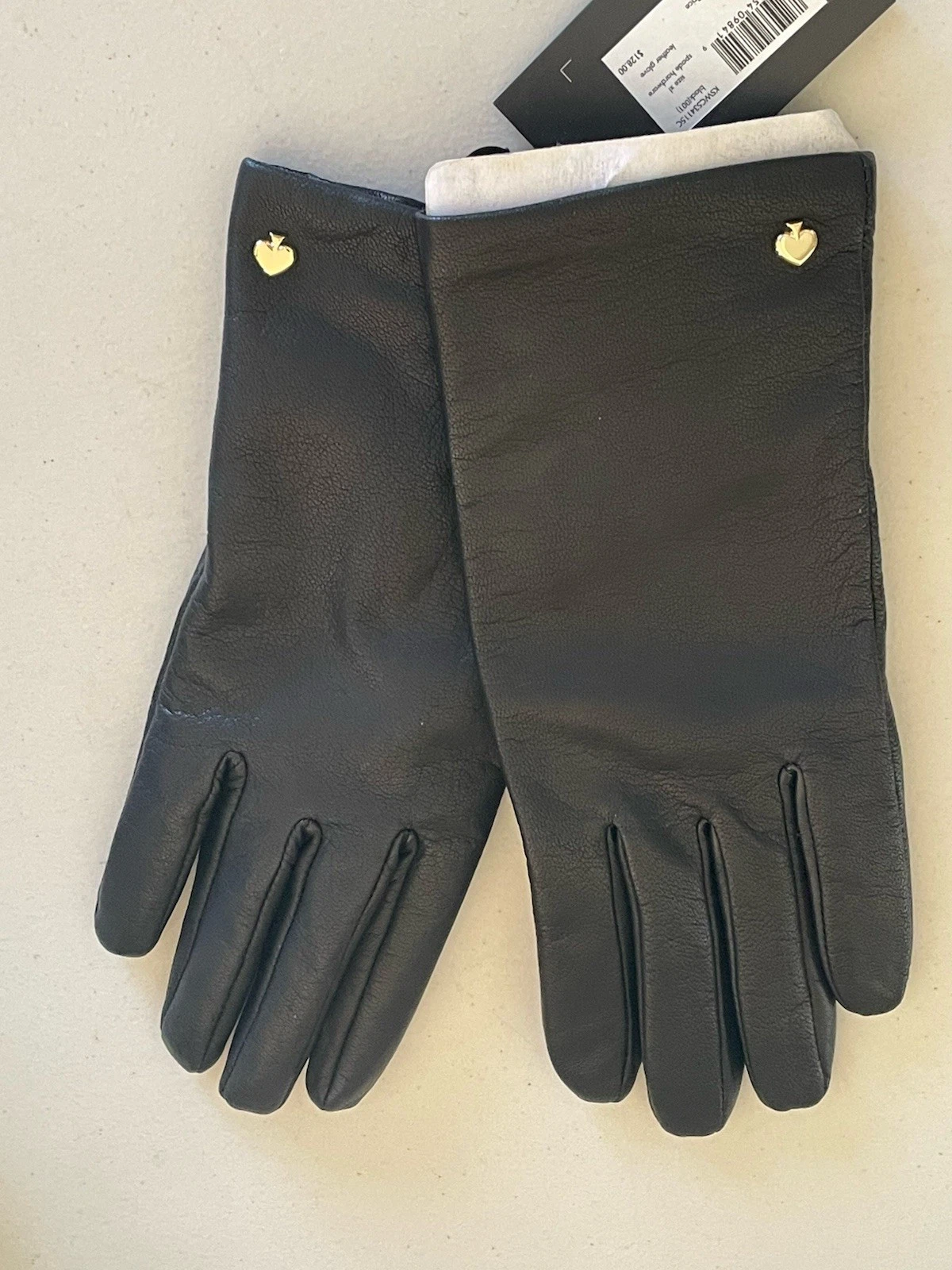 KATE SPADE NY LEATHER SPADE HARDWARE GLOVES IN BLACK XL