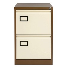Bisley AOC 2-Drawer Filing Cabinet Brown & Cream Lockable Steel Foolscap