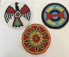 3-New Beaded Native Style Rosette Craft Patch Non Native 3  Made in India
