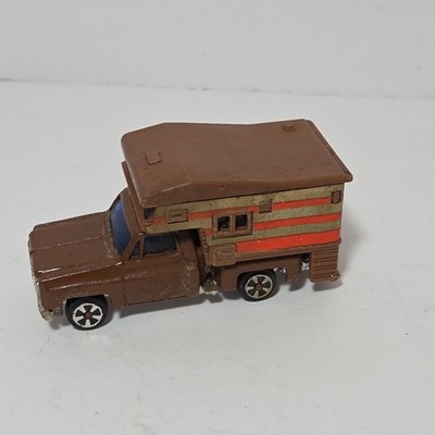 Vintage 1970s Kidco Tough Wheels Pick Up Truck with Camper 1/60 Hong Kong Brown
