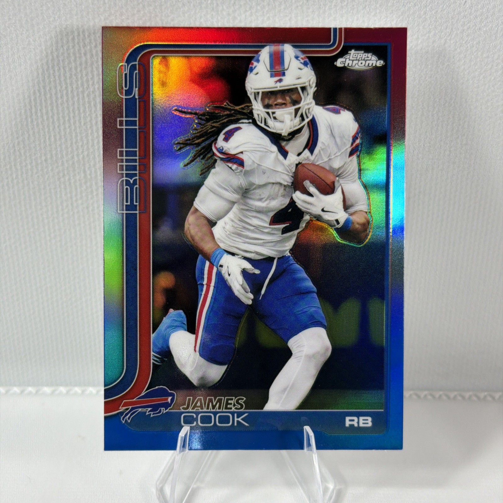 2025 Topps Chrome James Cook #35 Red White & Blue Refractor Buffalo Bills