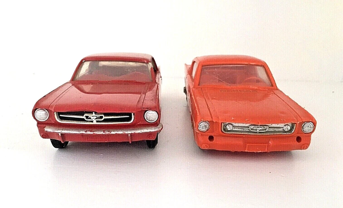 2 Vintage 1965 Plastic Ford Mustang Toy Cars Processed Plastics