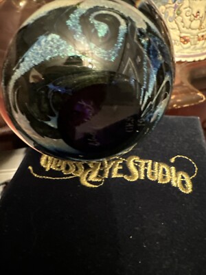 Glass Eye Studios (Celestial) Blue Planet Art Glass Paperweight 3