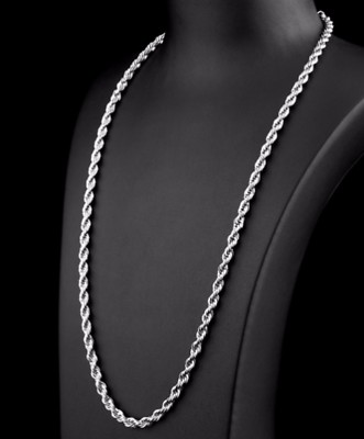 18'' oder 20'' 7mm Edelstahl verdrehtes Seil Kette Anhänger Silber Halskette STT7S