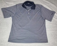 Walter Hagen Men’s Golf Polo Shirt Gray And Blue Striped Performance Size XL