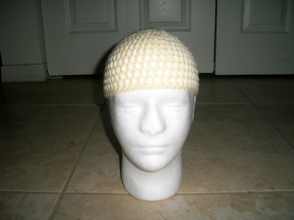 Adulto BLANCO Hecho a Mano Crochet Musulmán Koofi Kufi Topi Gorra Sombrero Islam Gorro Harley Foto 3 de 4