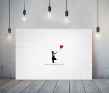 BANKSY THERE IS HOPE- DEEP FRAMED CANVAS WALL ART GRAFFITI PRINT- WHITE RED