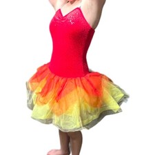 Red Yellow Orange Ballet Tutu Dress Dance Costume Small Adult SA