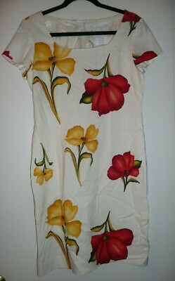 beige dress with red flowers Beige Floral Cotton Strapless Midi Dress - All Dresses main image 1