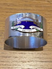 SILVER PLATE AUSTRALIAN NAPKIN RING WITH ENAMEL SYDNEY BARBOUR BRIDGE