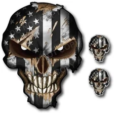 3X SKULL REFLECTIVE EYE USA AMERICAN FLAG STICKER DECAL CAR TRUCK WINDOW BUMPER