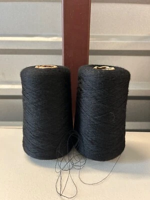 NEW HOPE YARNS Lot 2 Spool Cone COBWEB SOFT Peru Baby Alpaca Yarn 1lb 3oz 550g 7011 Jet Black C