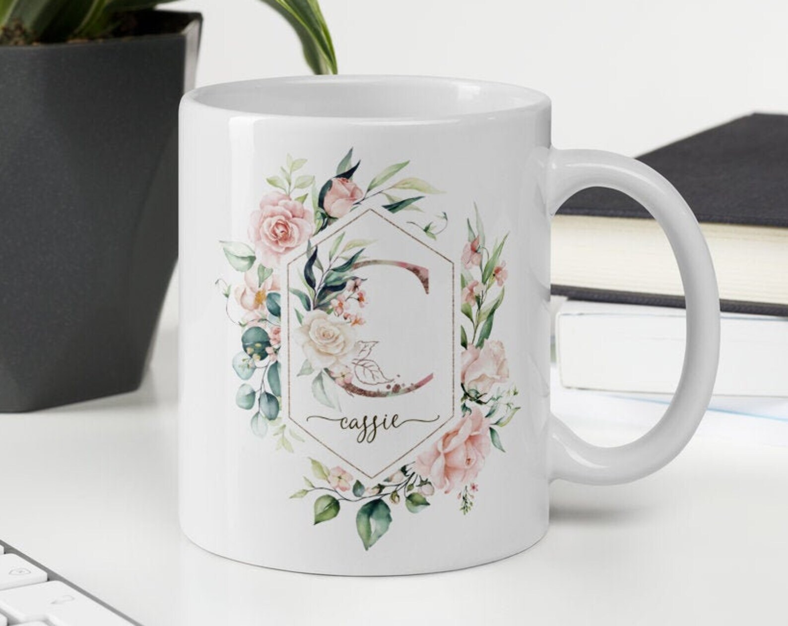 Custom Name Letter Mug - Thank You Gift for Women & Girls  