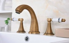 8" Widespread Antique Brass Brass 2-Handle Vanity Bathroom Sink Faucet Kan090