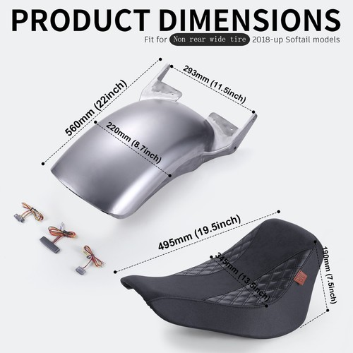 Rear Fender & Solo Seat Cushion for Harley Softail Heritage Classic FLHCSAN18-24 - Picture 3 of 5