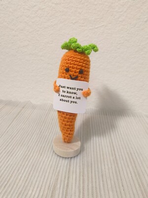 Crochet Emotional Support Carrot, Positive Vegetable Carrot, Cheer Up Gift