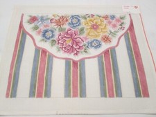 FLORAL W/ STRIPES-ROSALIE-HANDPAINTED NEEDLEPOINT CANVAS