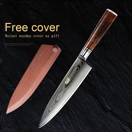 8'' Chef Knife Japanese VG10 Damascus Stainless Steel Kitchen Gyuto Wood Sheath 