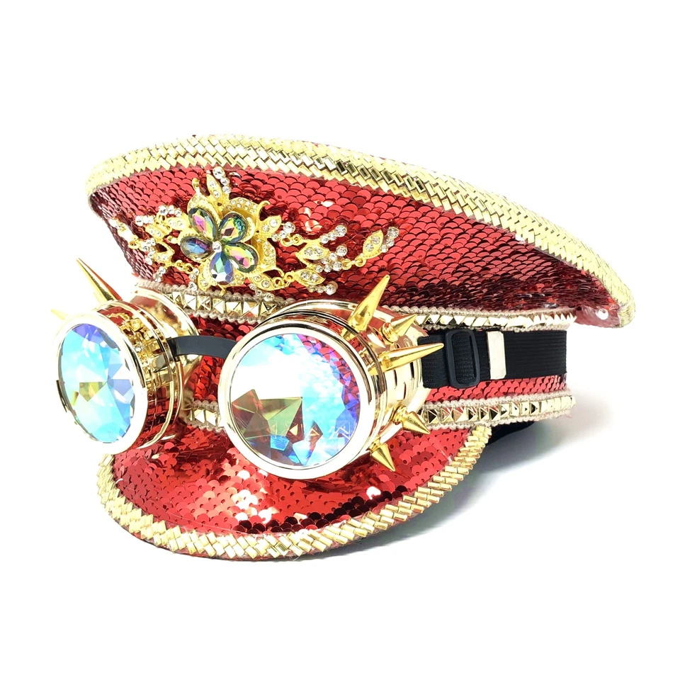 Стимпанк RAVE капитан стиль роскошь женщин девочка со стразами блестки шляпа - Изображение 3 из 4