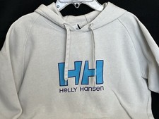 Helly Hansen Hoodie Womens L Large Grey HH Logo Cotton Blend Pullover Sweatshirt