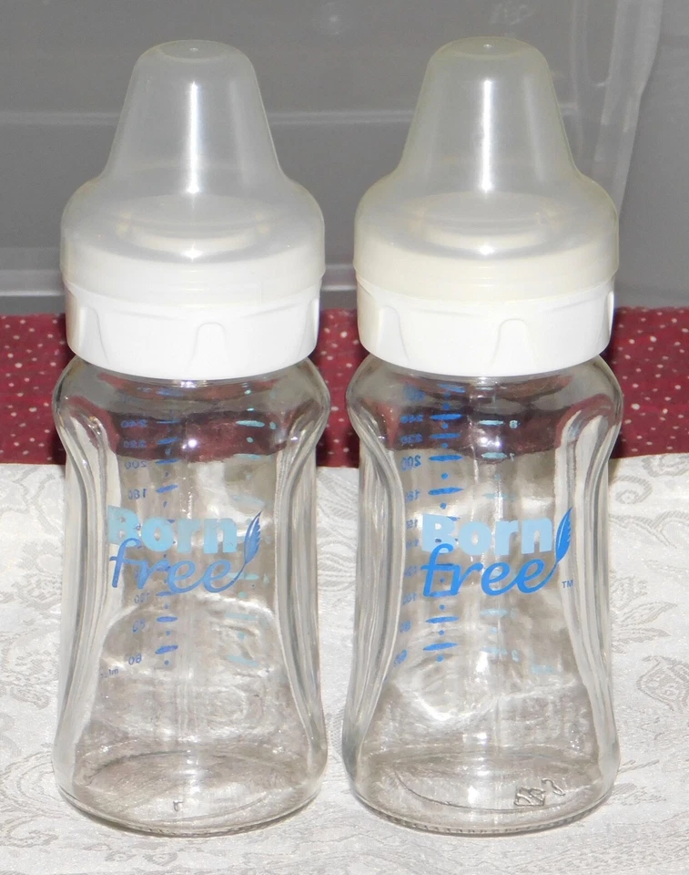 Lot 6 Glass Bottles  Born Free Dr Browns Evenflo + 2 Covers Caps Nipples Inserts - Image 3 of 4