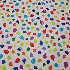 Smiling Safari Friends BTY P&B Textile Colorful Balloon on Pale Blue and White