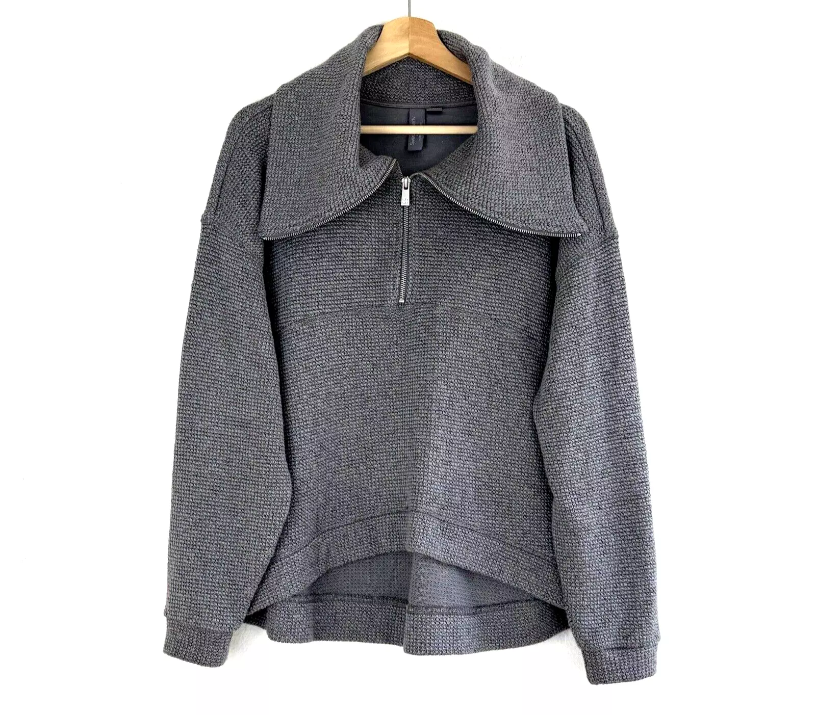 sweaty-betty restful boucle half zip collared athleisure sweatshirt