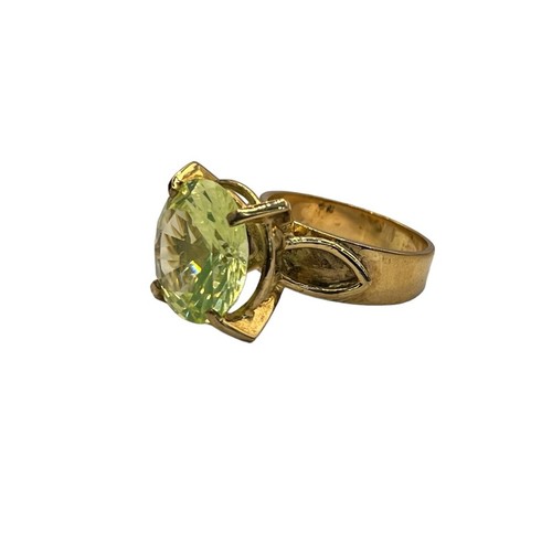 9ct 9K Yellow Gold Created Green Peridot Ladies Ring Size N1/2. Brand New - Picture 3 of 8