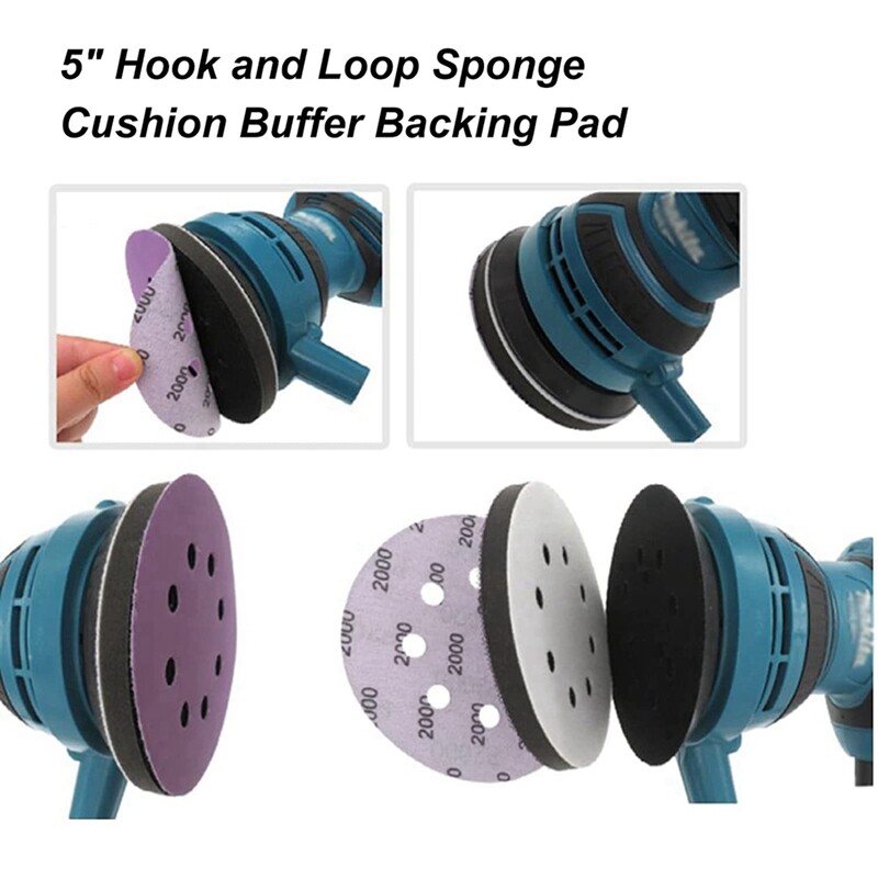 2 Pack – 6 Inch Soft Foam Interface Pads For Orbital Sanders, Hook & Loop, 6 Holes