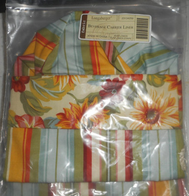 Longaberger Beverage Carrier Basket Liner Sunflower/ Sunflower Stripe #23134259