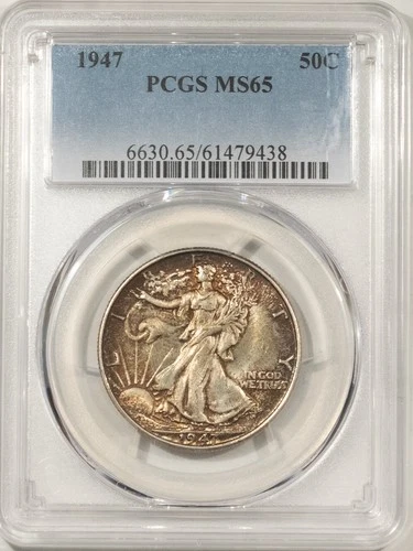 1947 WALKING LIBERTY HALF DOLLAR - PCGS MS-65, ORIGINAL GEM!