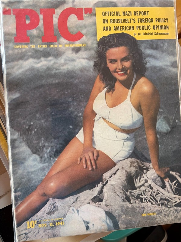Lot of 3 vintage Jane Russell movie magazines VG condition foreign publications