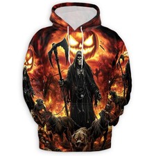 Grim Reaper Halloween Hoodie Gothic Spooky Pullover Gift