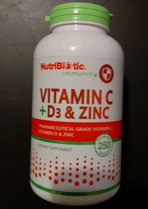 Nutribiotic Vitamin C + D3 & Zinc 250 Capsule. Exp 12/25