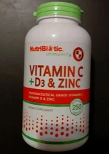 Nutribiotic Vitamin C + D3 & Zinc 250 Capsule. Exp 12/25