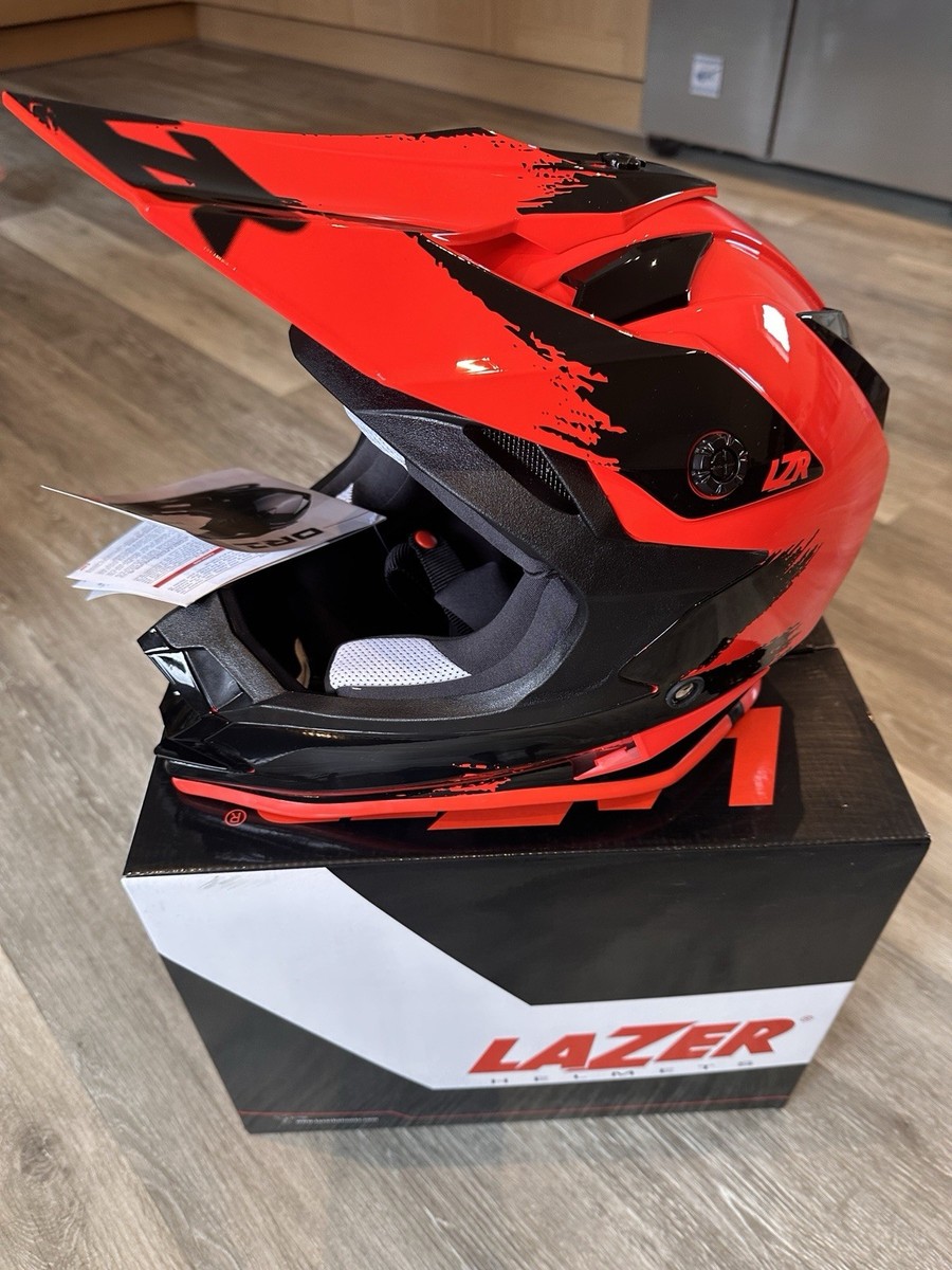 Lazer OR1 Ripper Casco MX Enduro Motocross Nero Rosso UK