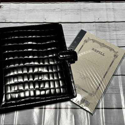 FILOFAX Balmoral A5 System notebook Planner Black cowhide With Note Used