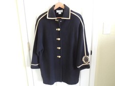 St John Sportswear Navy Jacket Gold Trim Buttons Logo Marie Gray Size M Vintage