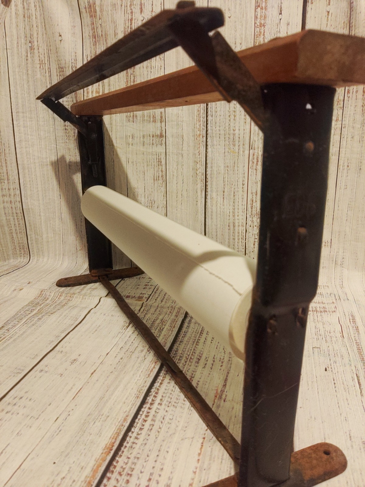 Antique General Store Butcher Paper Wrapping  Roll Cutter Dispenser Wright 18 In