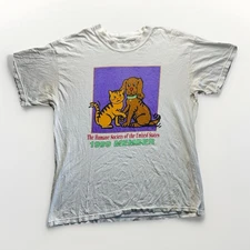 Vtg 90s Humane Society Member Art Tee Animal Rescue Cat Dog Grunge Distressed S