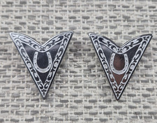 Western Horseshoe Collar Tips Mens 2 In Silver Metal Stainless Steel Pair