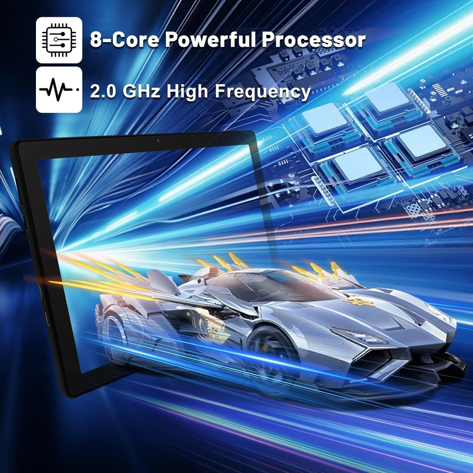 Tablet 10" Android 14 Octa-Core 8GB RAM 64GB ROM + Estensione 1TB TF Nero+Bianco - Immagine 4 di 4