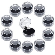 40Pcs Black Clear Plastic Ring Boxes Crystal Earrings Jewelry Storage Boxes D...