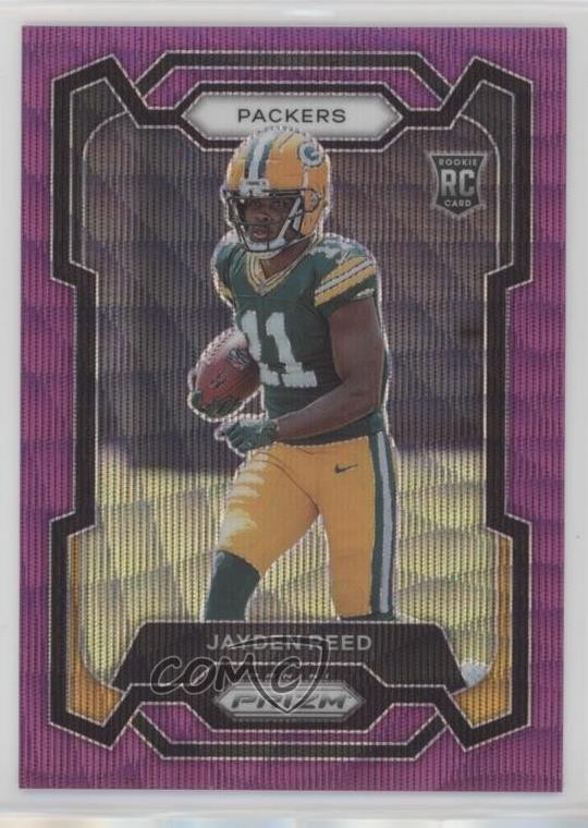 2023 Panini Prizm Rookies Purple Wave 92/99 Jayden Reed #334 Rookie RC g5i