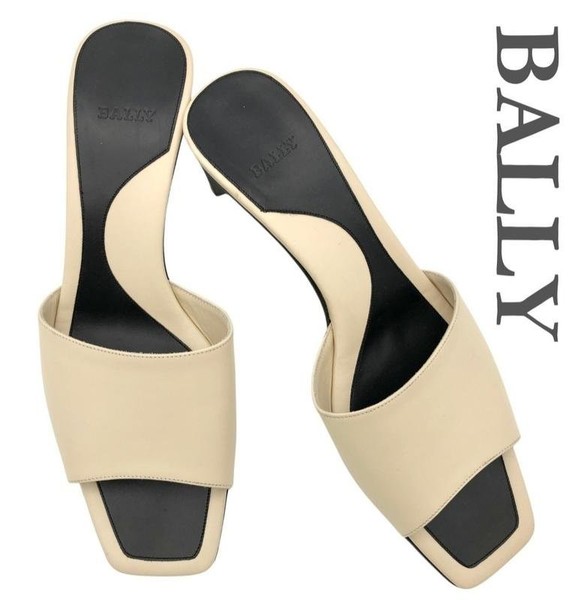 Women Bally Heels Beige Leather 37.5 #5KXB