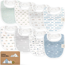 8pc Organic Baby Bibs - Soft Cotton Drooling  Teething Bibs for Baby Girl  Boy