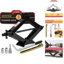 Scissor Jack Kit - 3 Ton Portable Heavy Duty Car Jack Kit with Socket Drill A...