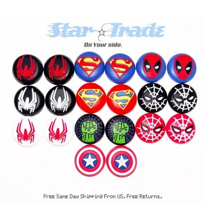 2pc Superhero Controller Thumb Stick Grips PS5 PS4 Xbox One 360 Wii U Caps
