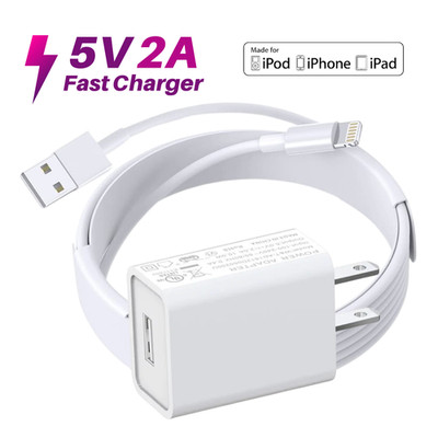 10W USB Port Jack Adapter 5 Volt 2Amp AC to DC Charger For iPhone11 12 13 Cable